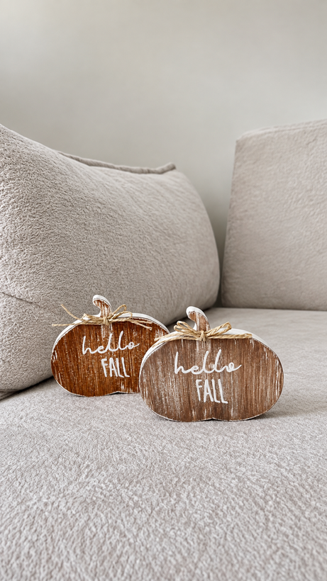 کدو دکوراتیو چوبی مدل hello fall